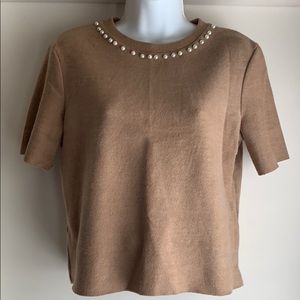 Brown pearl dress shirt